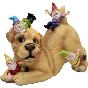 Dog and Gnome Garden Sculptures & Statues for Outdoor Decor, Funny Fall Gnomes